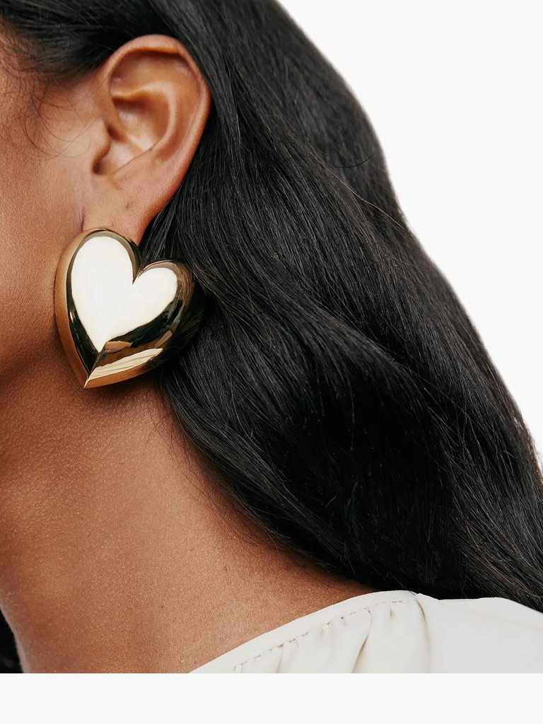 Loveshackfancy X Jennifer Fisher Large Gold Puffy Heart Stud Earrings - New